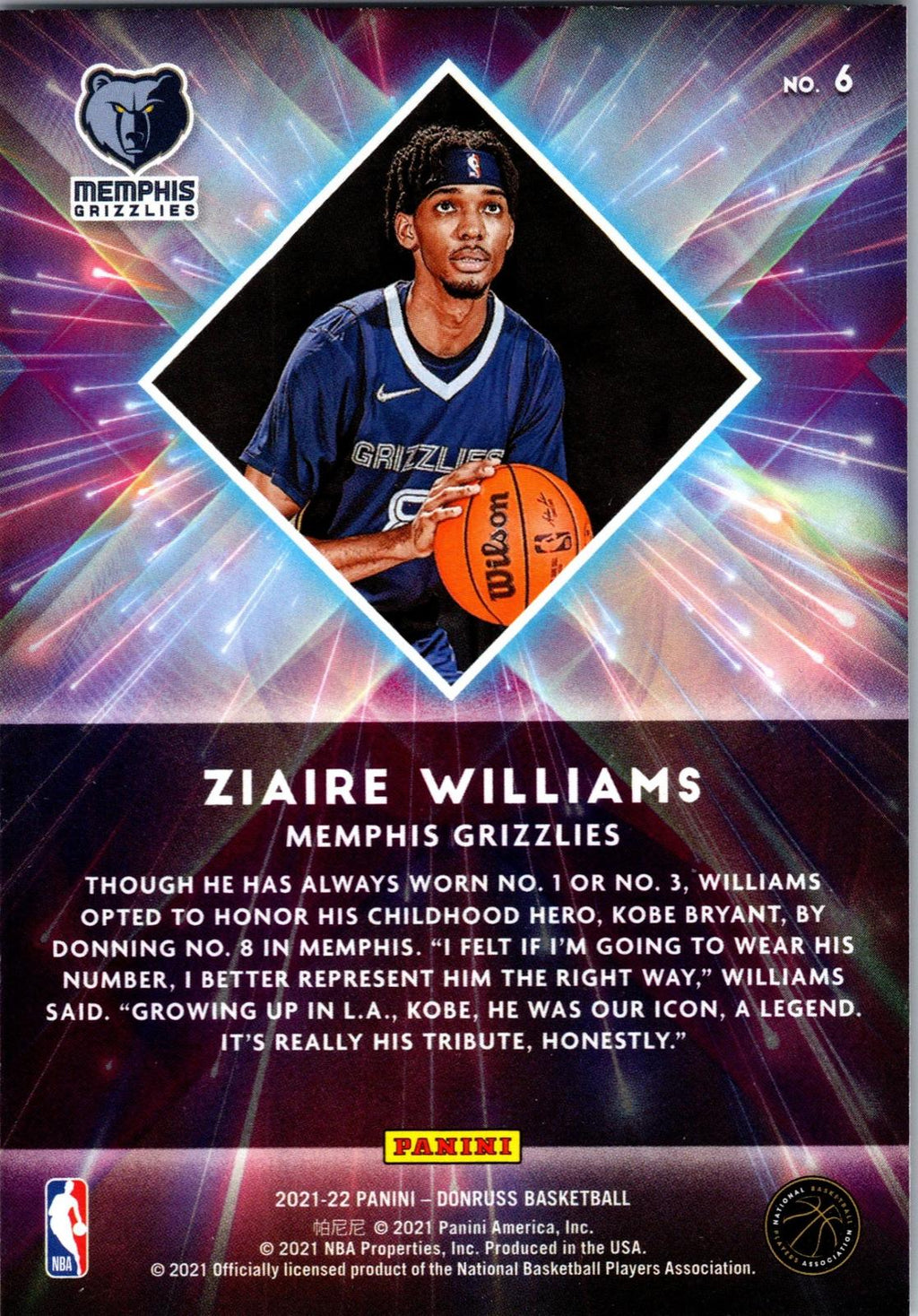 2021-22 Donruss #6 Ziaire Williams Great X-pectations