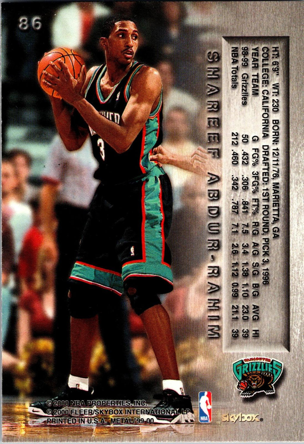 1999-00 Metal #86 Shareef Abdur-Rahim
