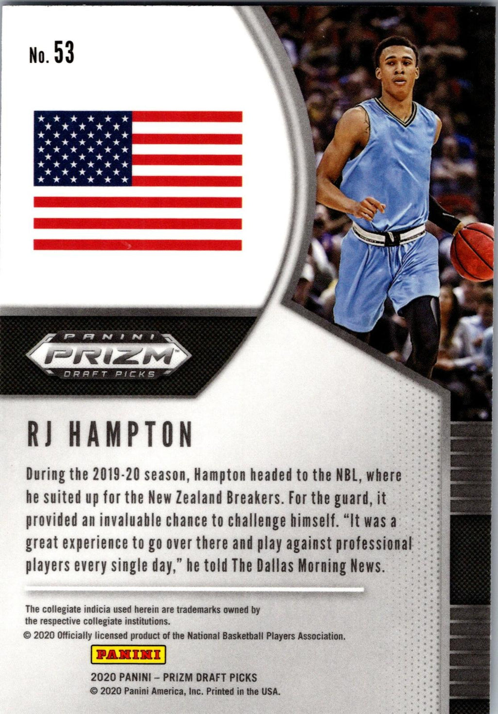 2020 Panini Prizm Draft Picks Collegiate #53 RJ Hampton