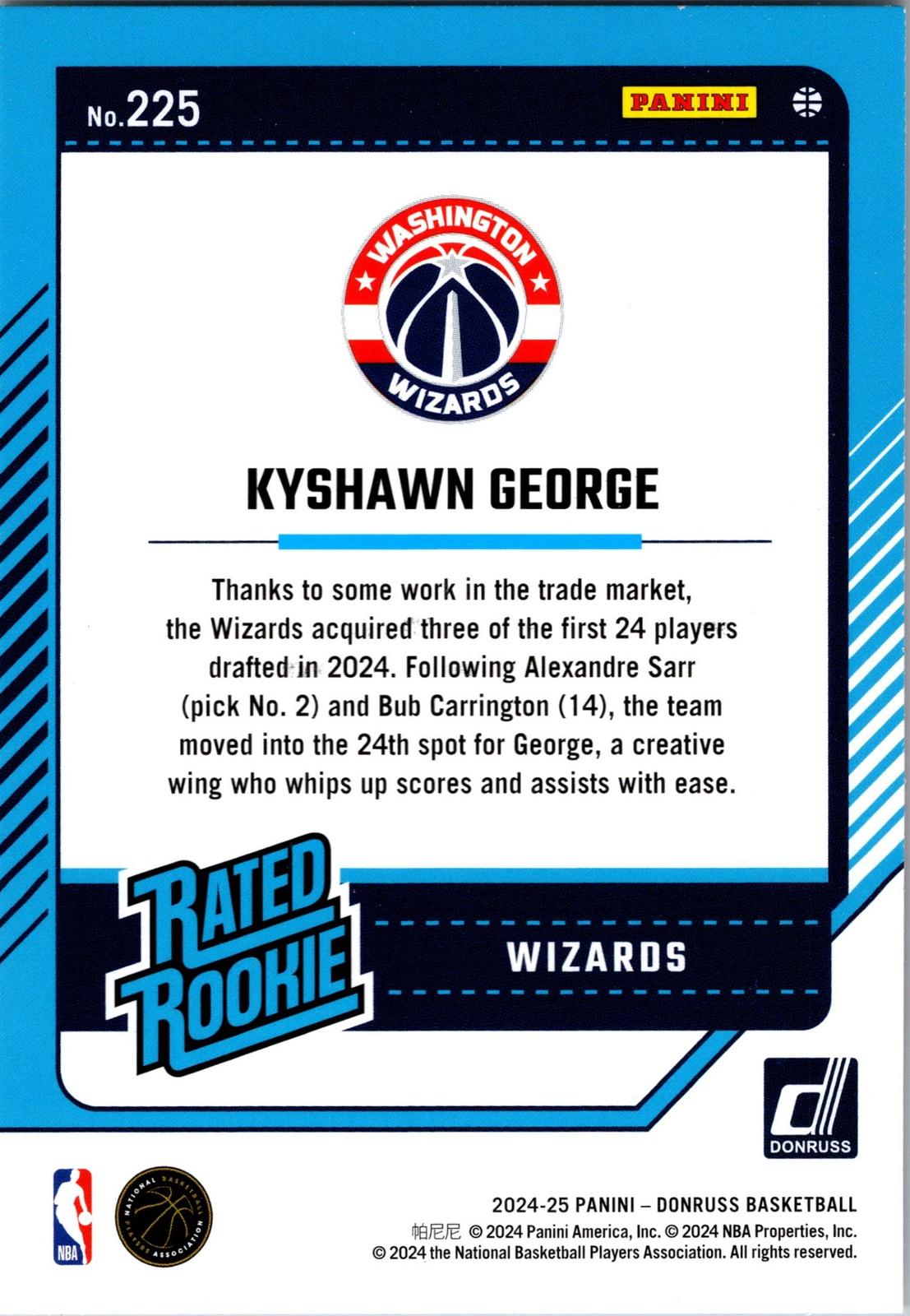 2024-25 Donruss #225 Kyshawn George