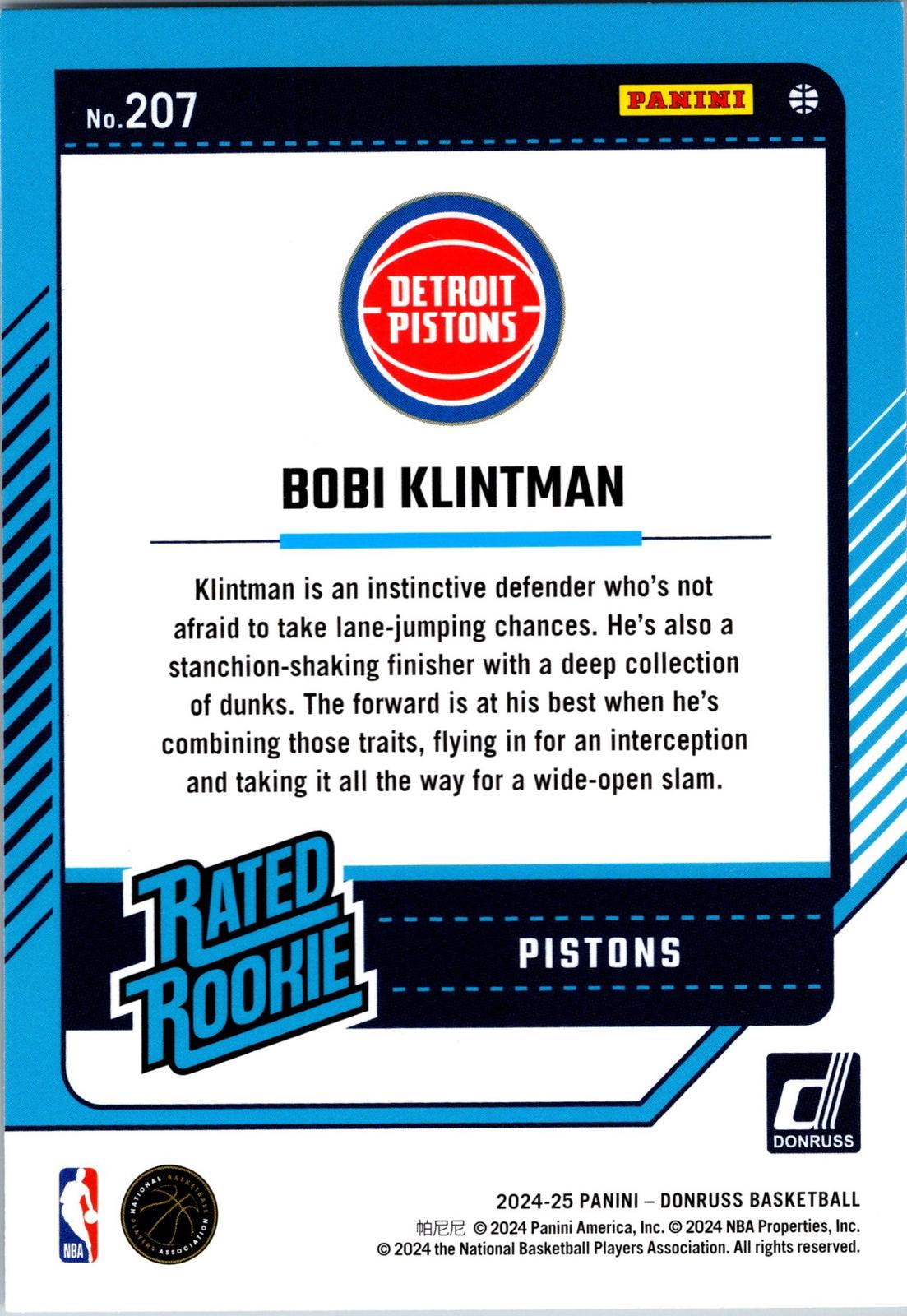 2024-25 Donruss #207 Bobi Klintman