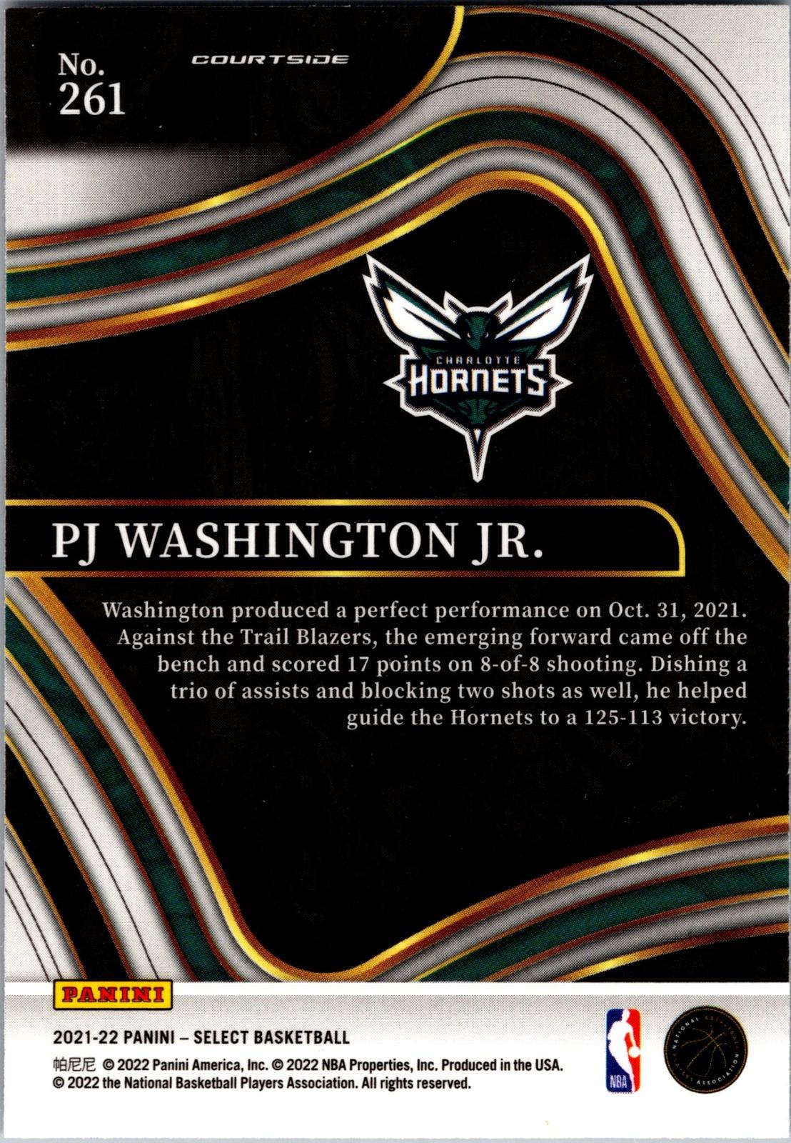 2021-22 Panini Select #261 PJ Washington Jr.