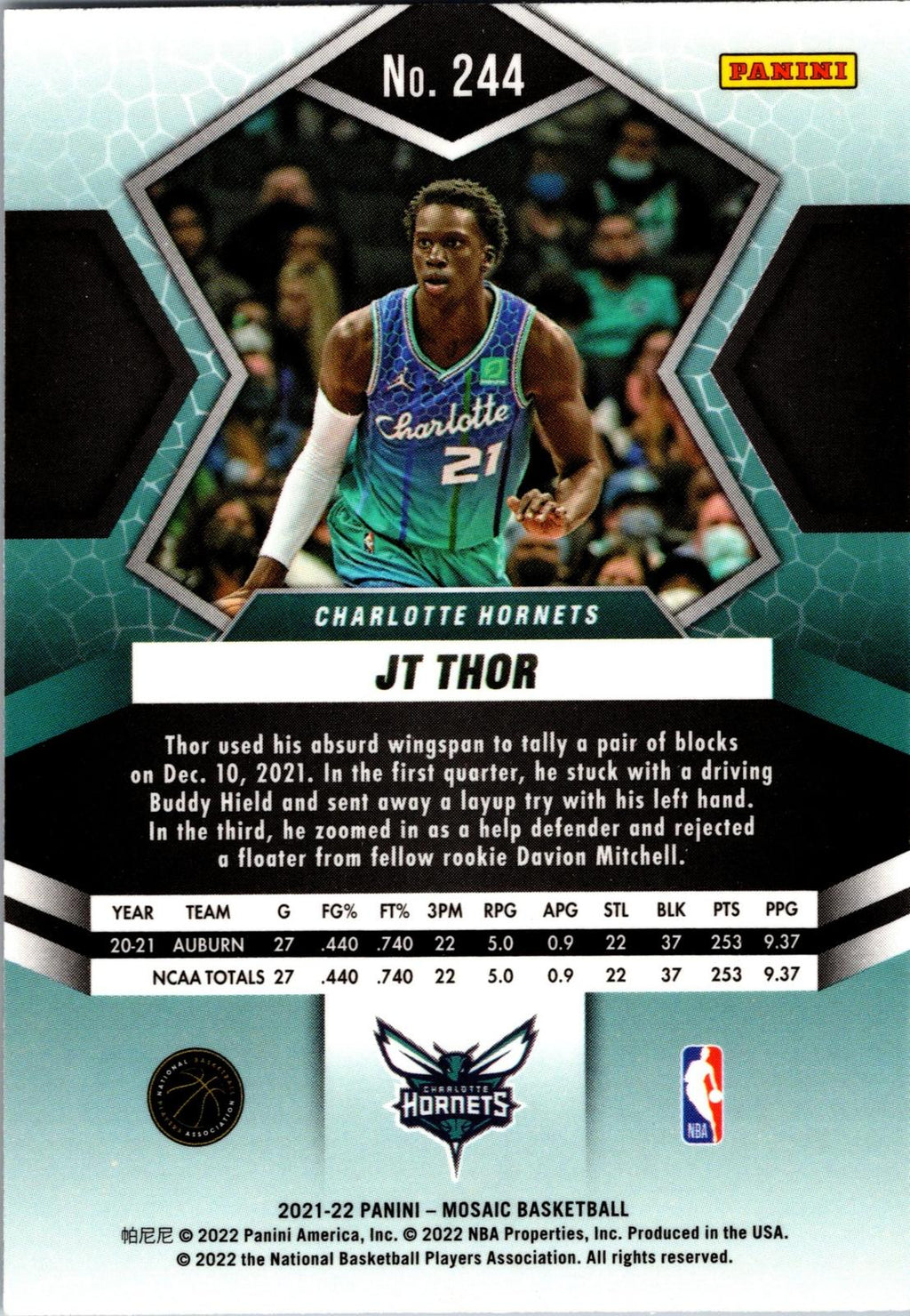 2021-22 Panini Mosaic #244 JT Thor