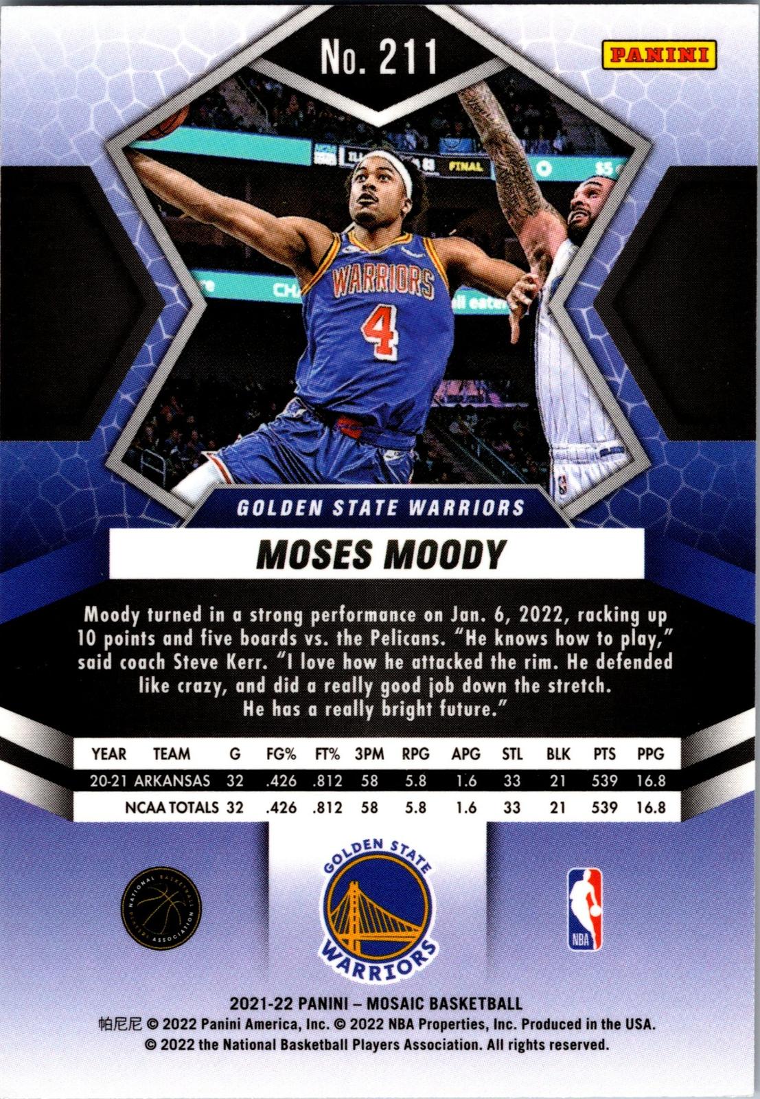 2021-22 Panini Mosaic #211 Moses Moody