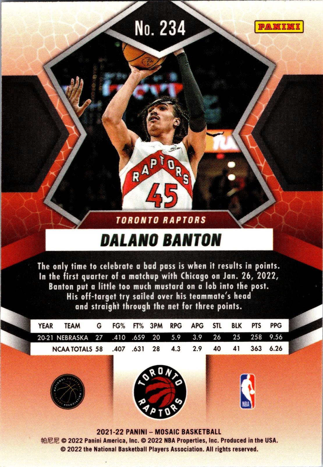 2021-22 Panini Mosaic #234 Dalano Banton