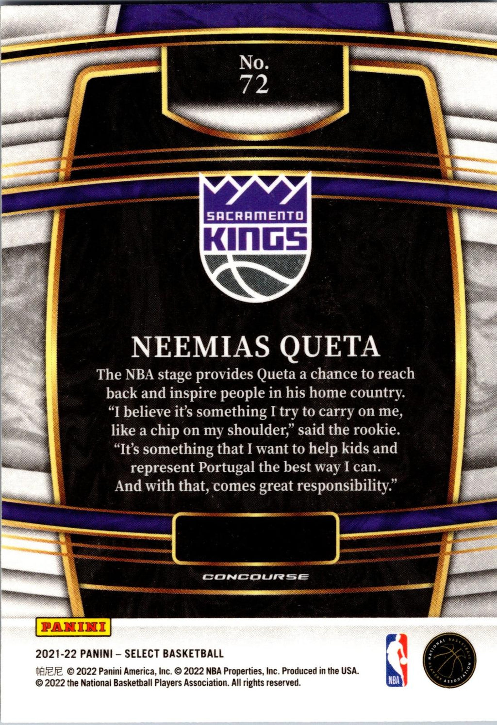 2021-22 Panini Select #72 Neemias Queta