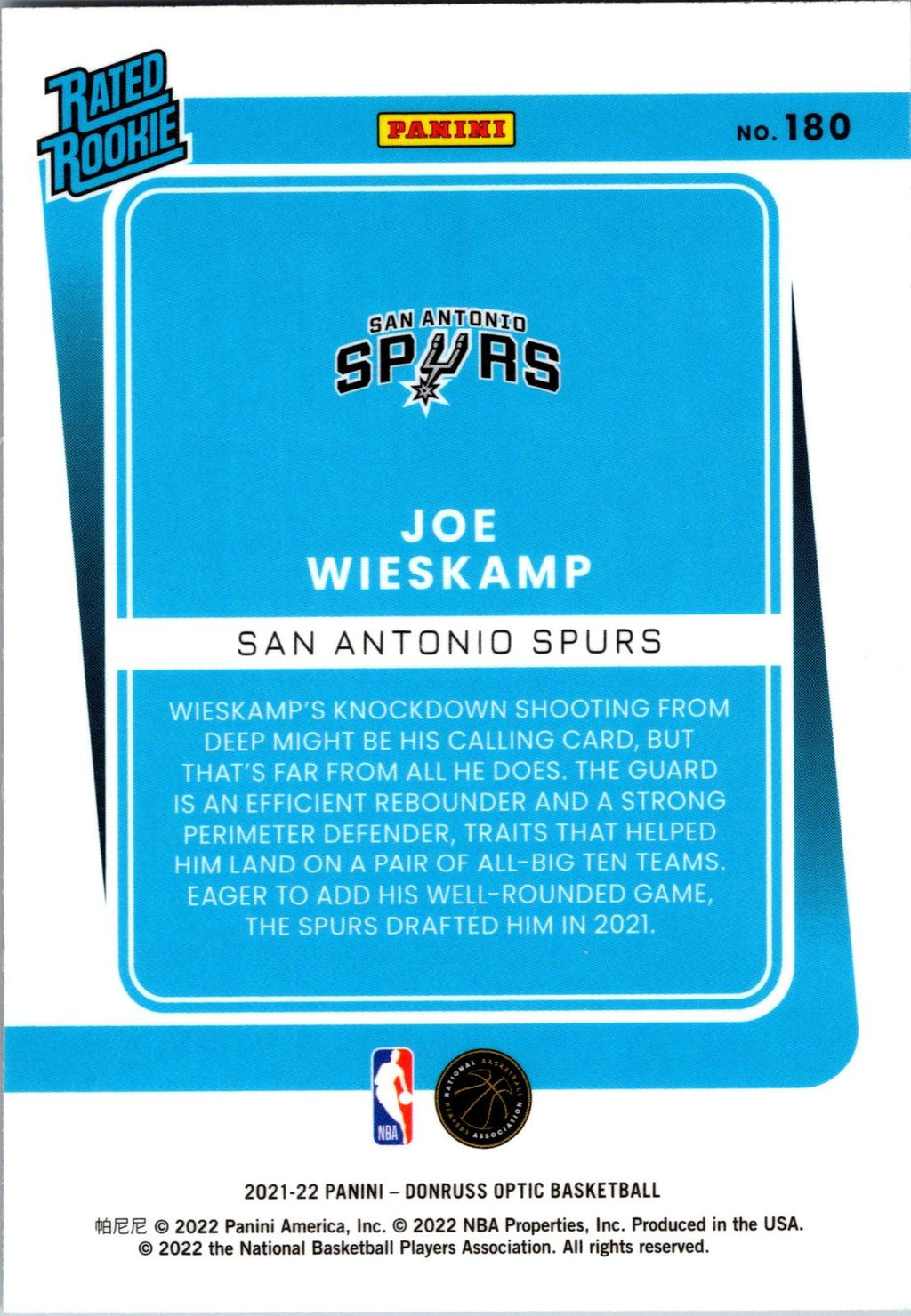 2021-22 Donruss Optic #180 Joe Wieskamp