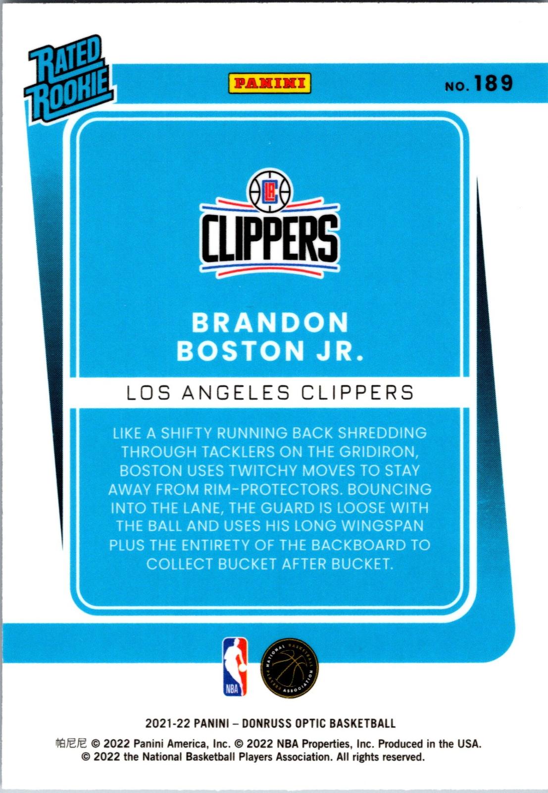 2021-22 Donruss Optic #189 Brandon Boston Jr.