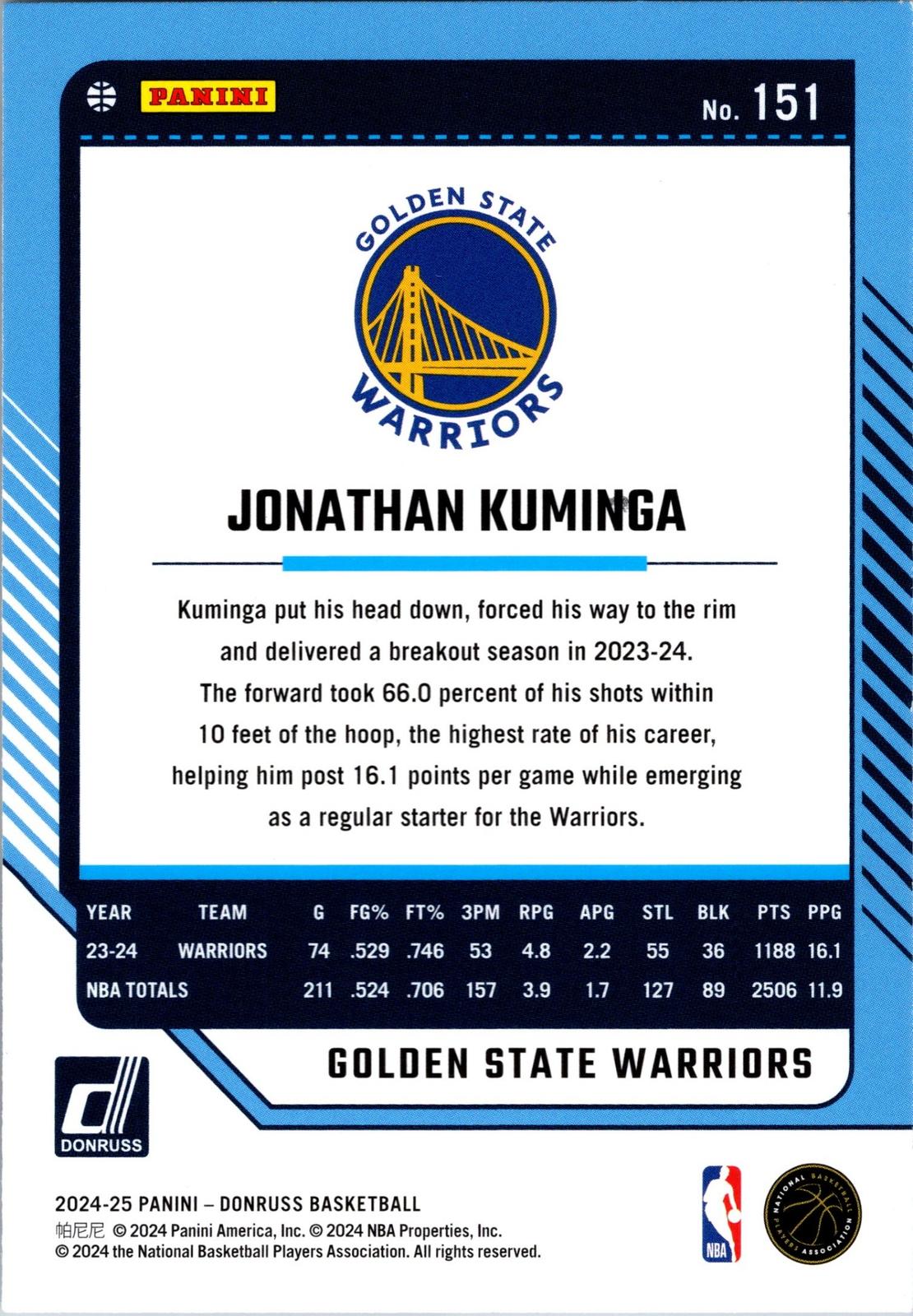 2024-25 Donruss #151 Jonathan Kuminga