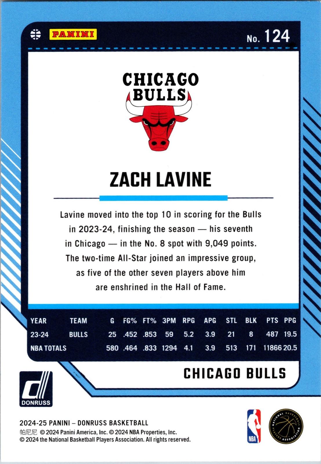 2024-25 Donruss #124 Zach LaVine