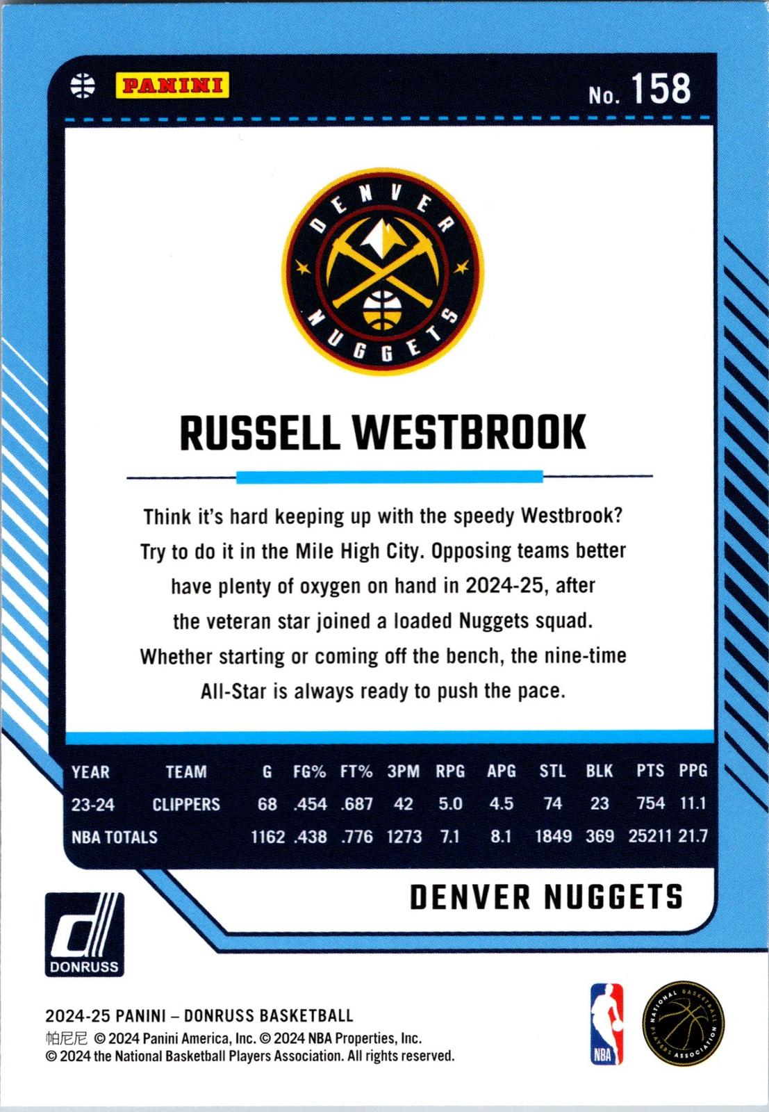 2024-25 Donruss #158 Russell Westbrook