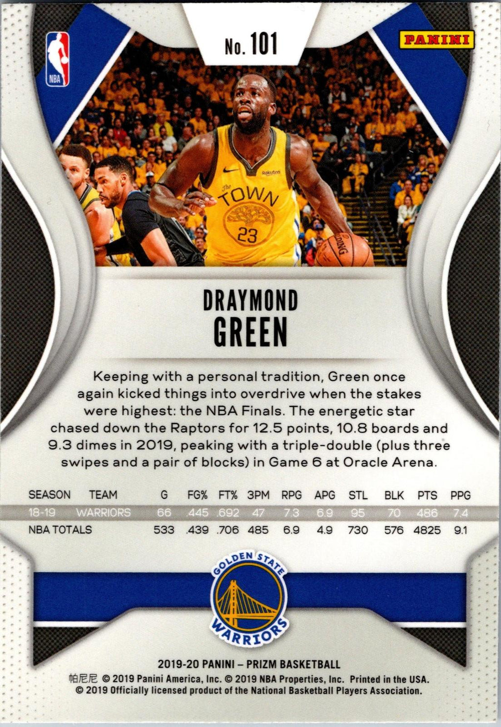 2019-20 Panini Prizm #101 Draymond Green