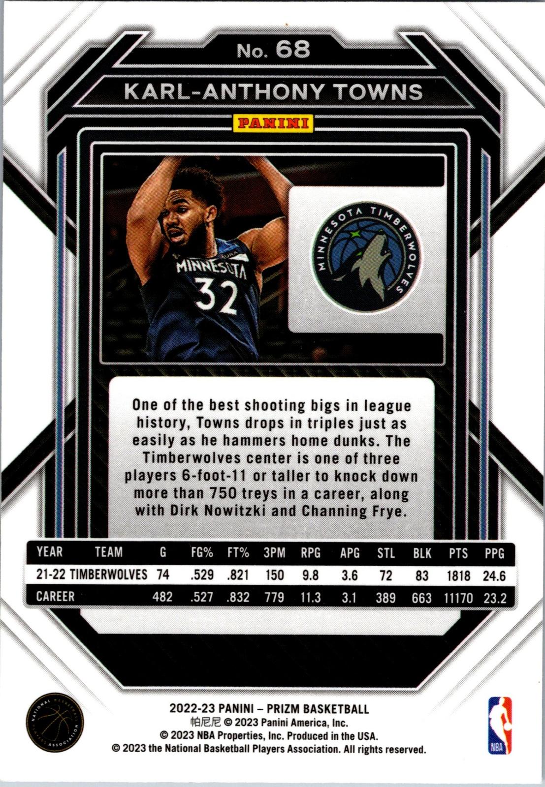 2022-23 Panini Prizm #68 Karl-Anthony Towns