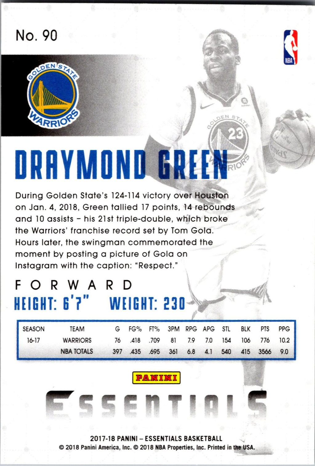2017-18 Panini Essentials #90 Draymond Green Retail