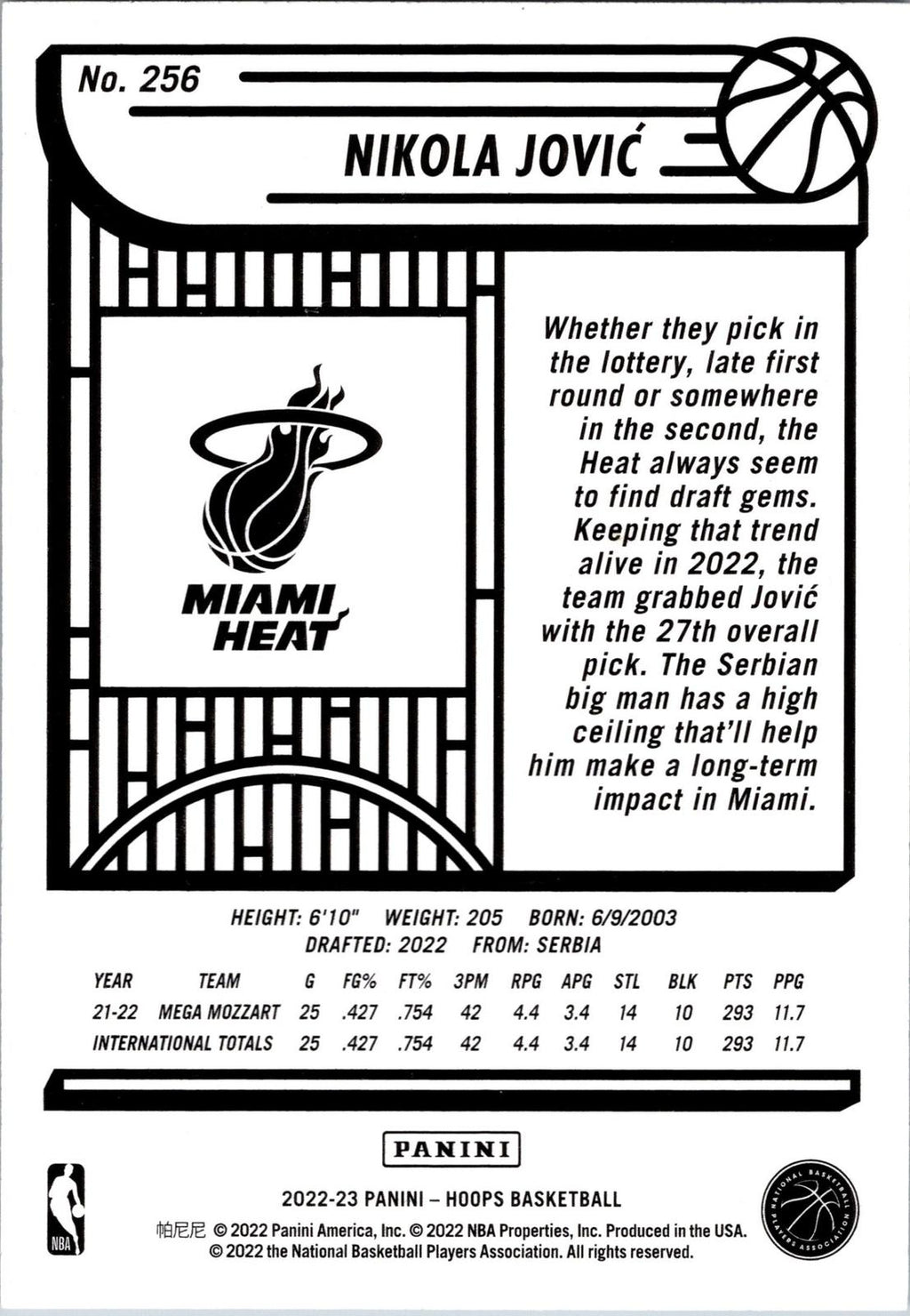 2022-23 Hoops #256 Nikola Jovic