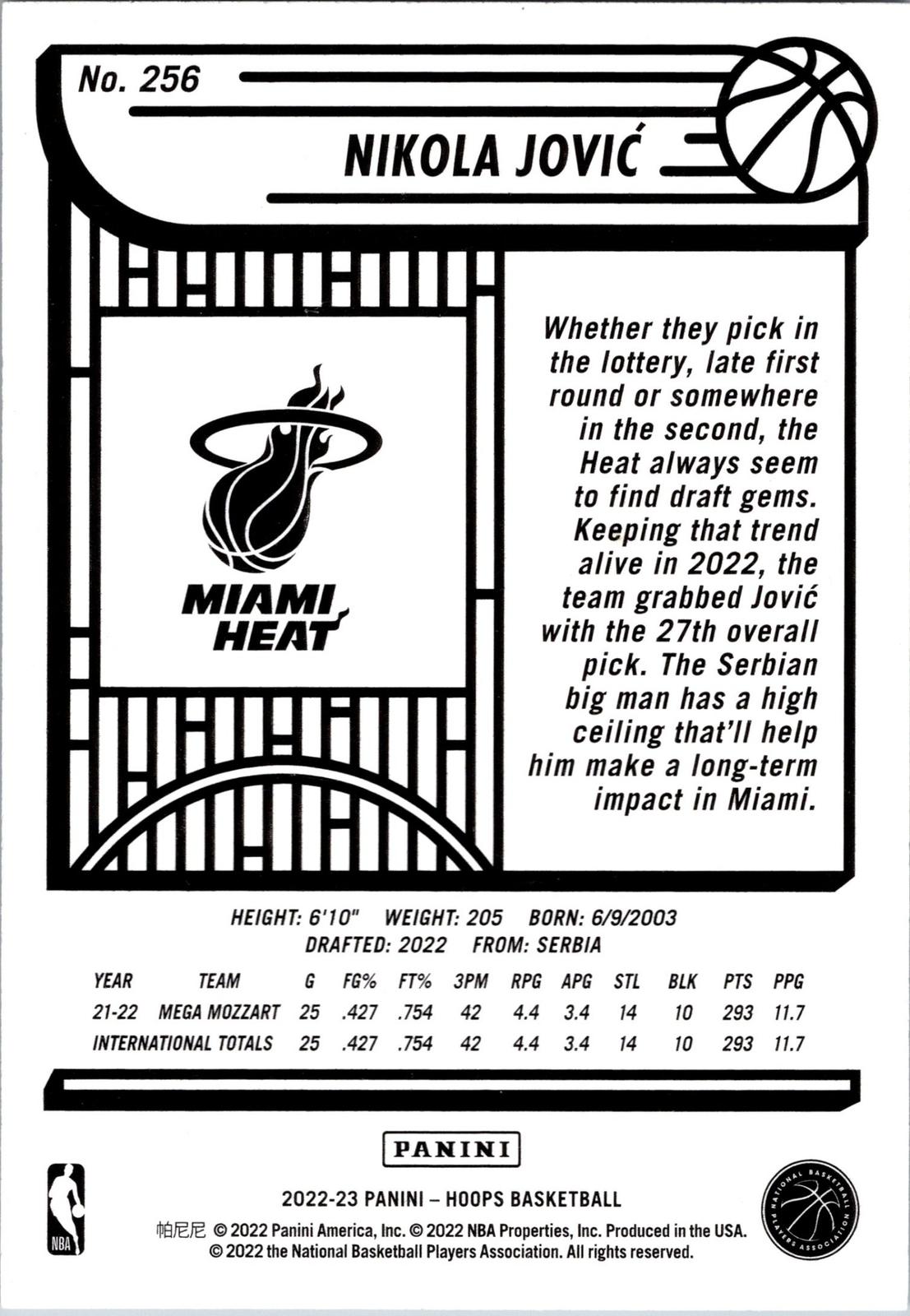 2022-23 Hoops #256 Nikola Jovic