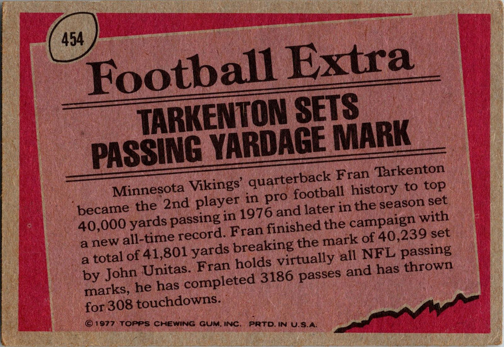1977 Topps #454 Fran Tarkenton