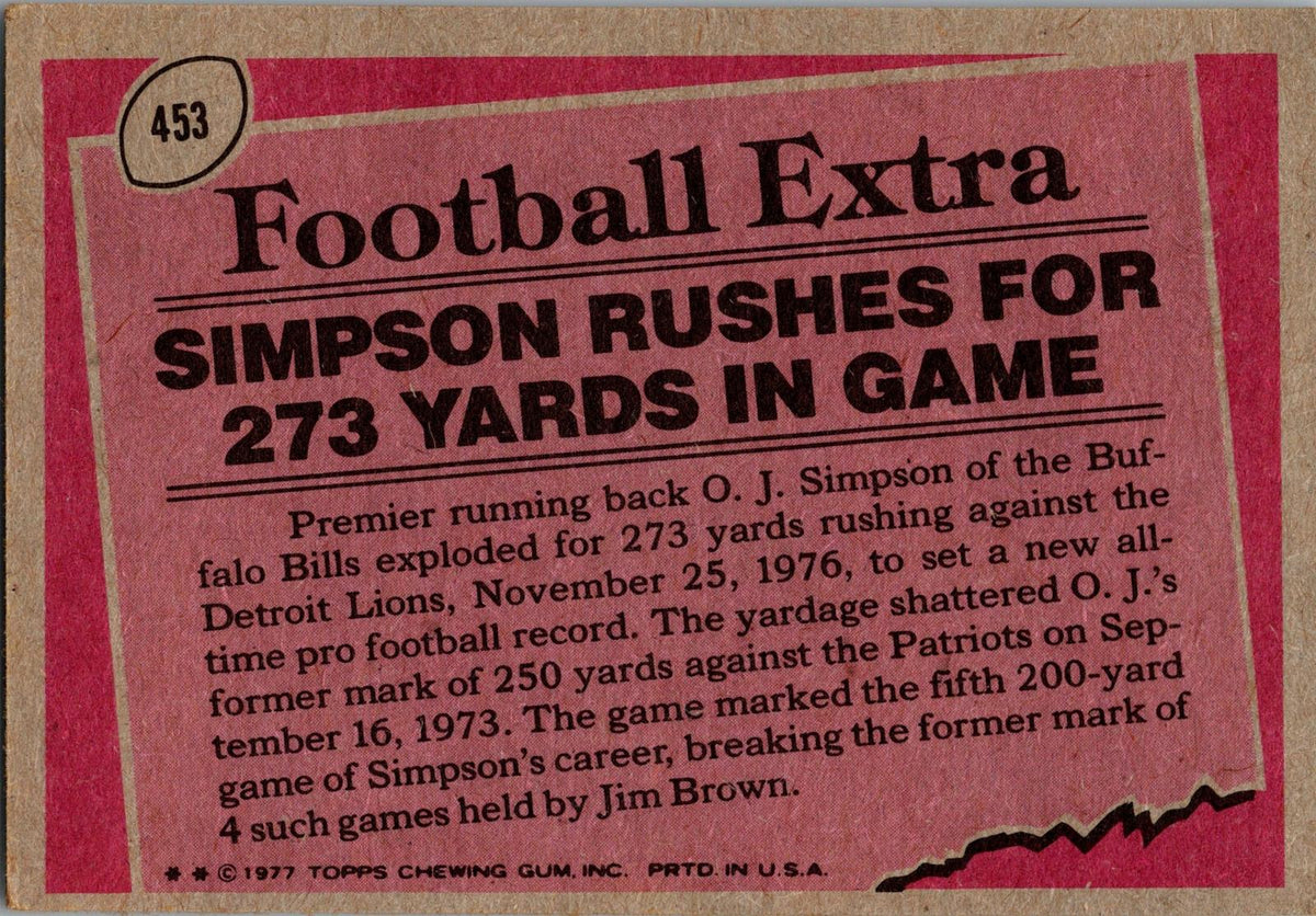 1977 Topps #453 O.J. Simpson