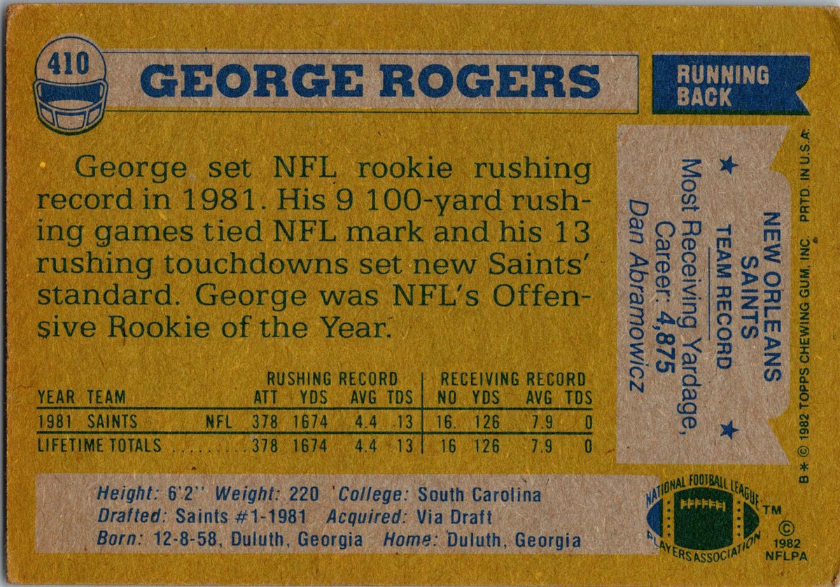 1982 Topps #410 George Rogers