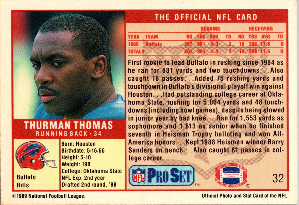 1989 Pro Set #32 Thurman Thomas