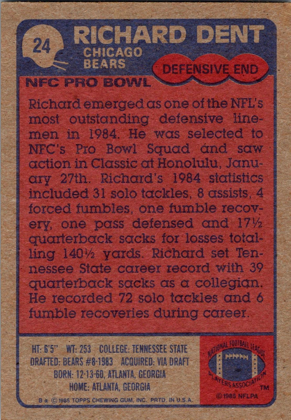 1985 Topps #24 Richard Dent