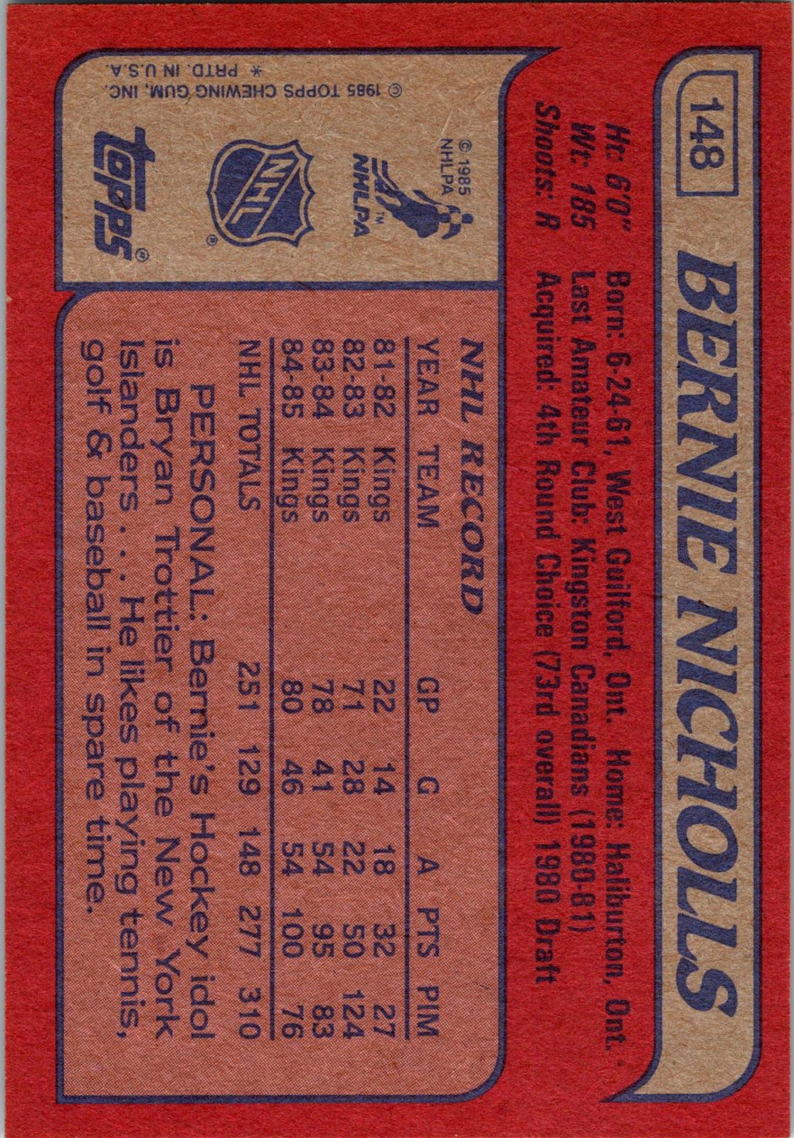 1985-86 Topps #148 Bernie Nicholls