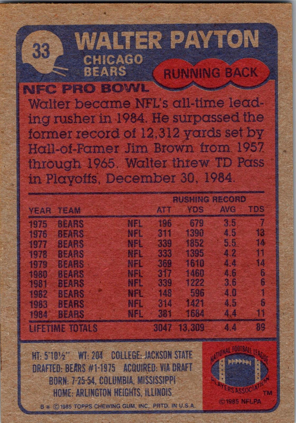1985 Topps #33 Walter Payton
