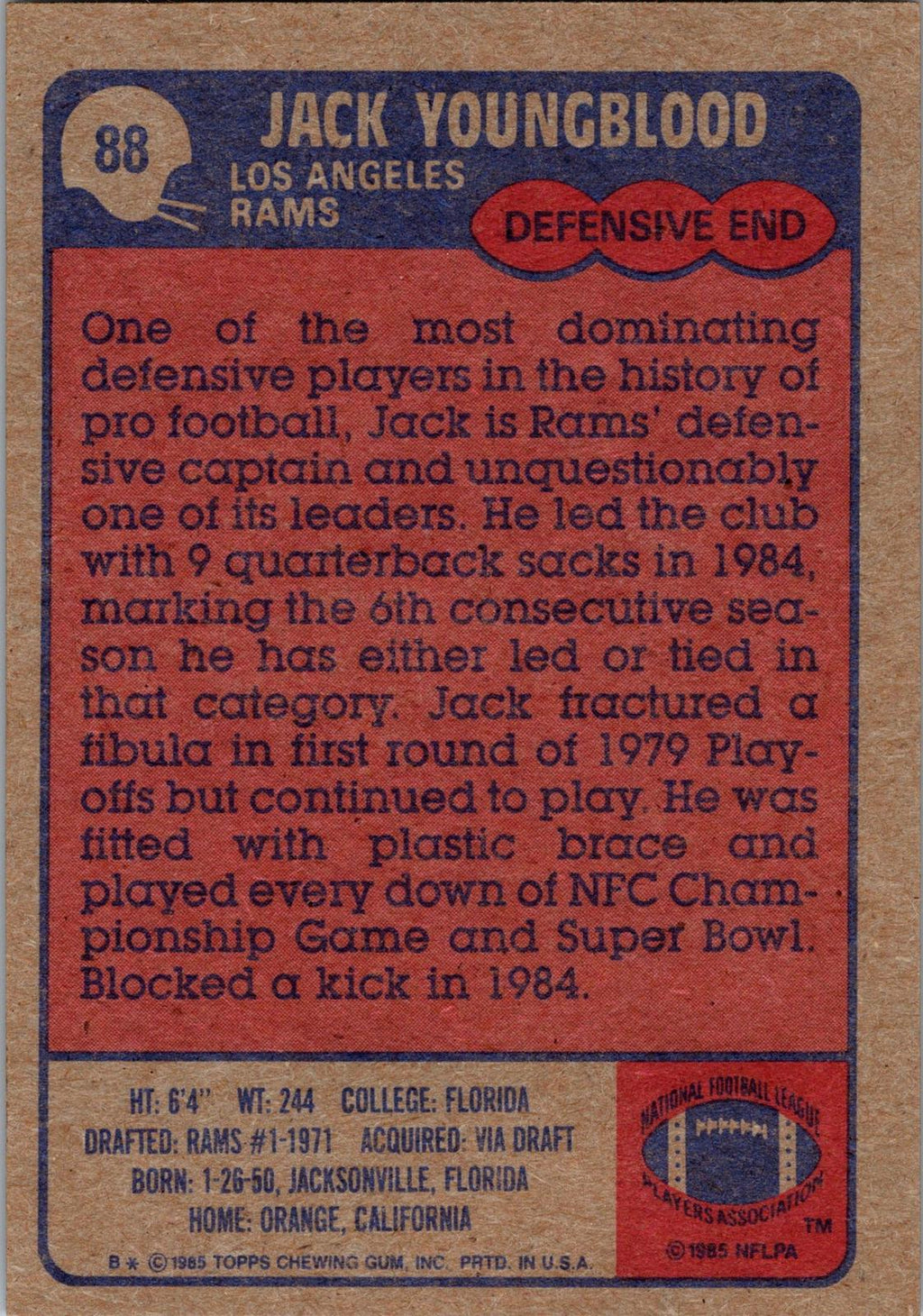 1985 Topps #88 Jack Youngblood