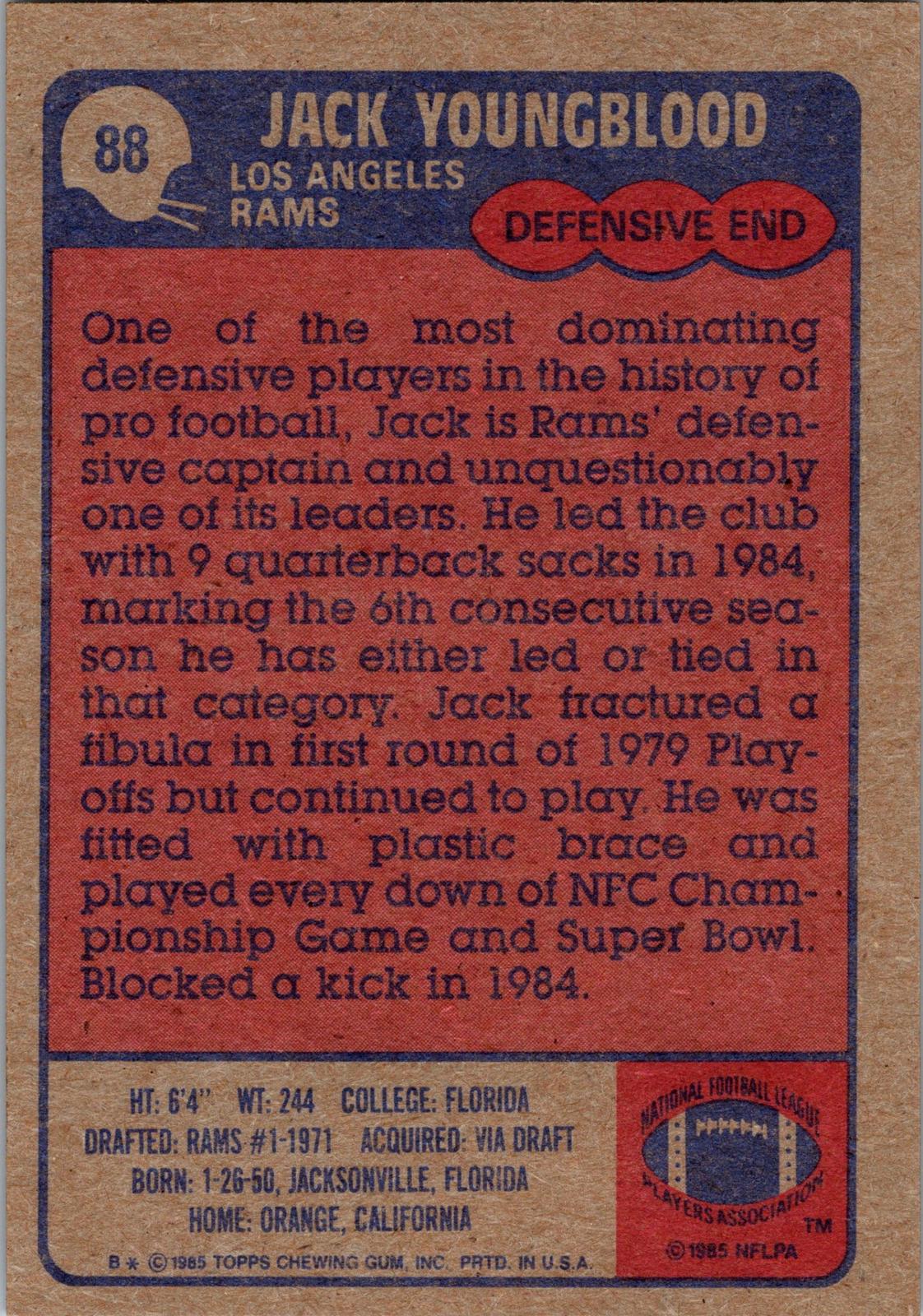 1985 Topps #88 Jack Youngblood