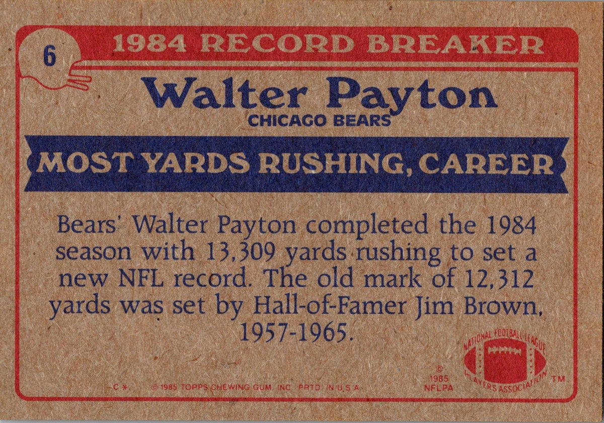 1985 Topps #6 Walter Payton