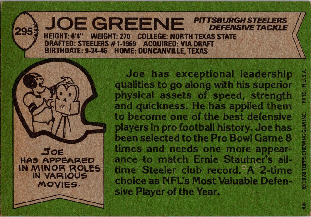 1978 Topps #295 Joe Greene