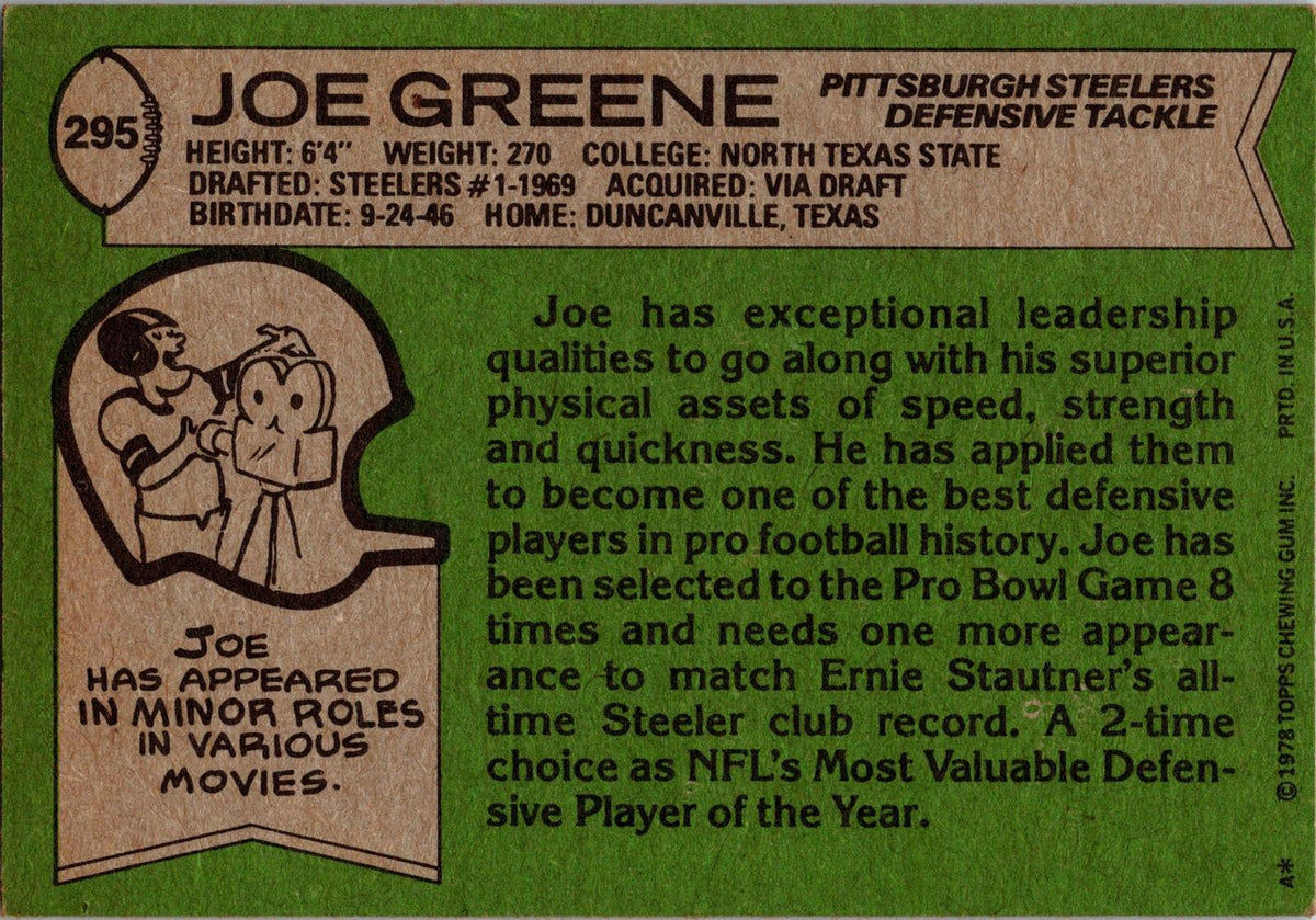 1978 Topps #295 Joe Greene