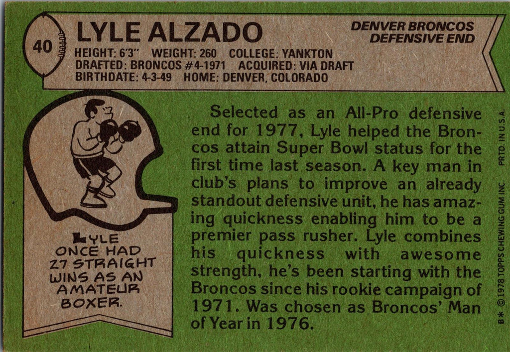 1978 Topps #40 Lyle Alzado