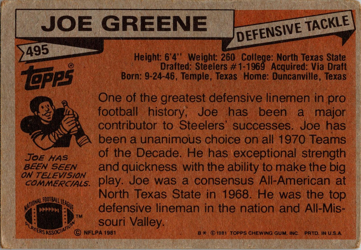 1981 Topps #495 Joe Greene