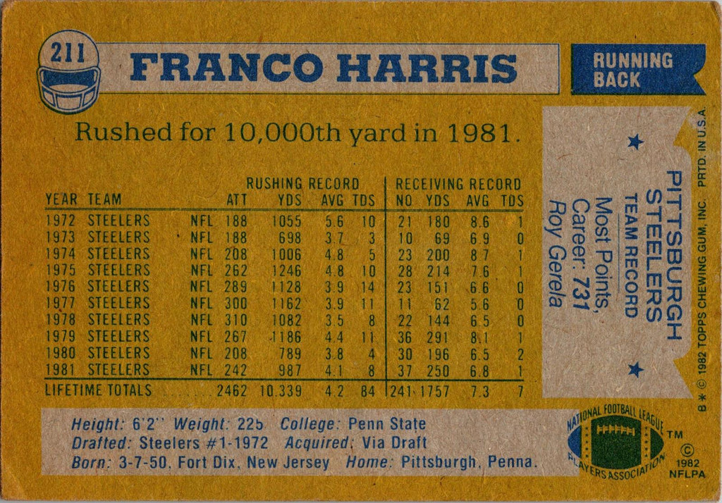 1982 Topps #211 Franco Harris