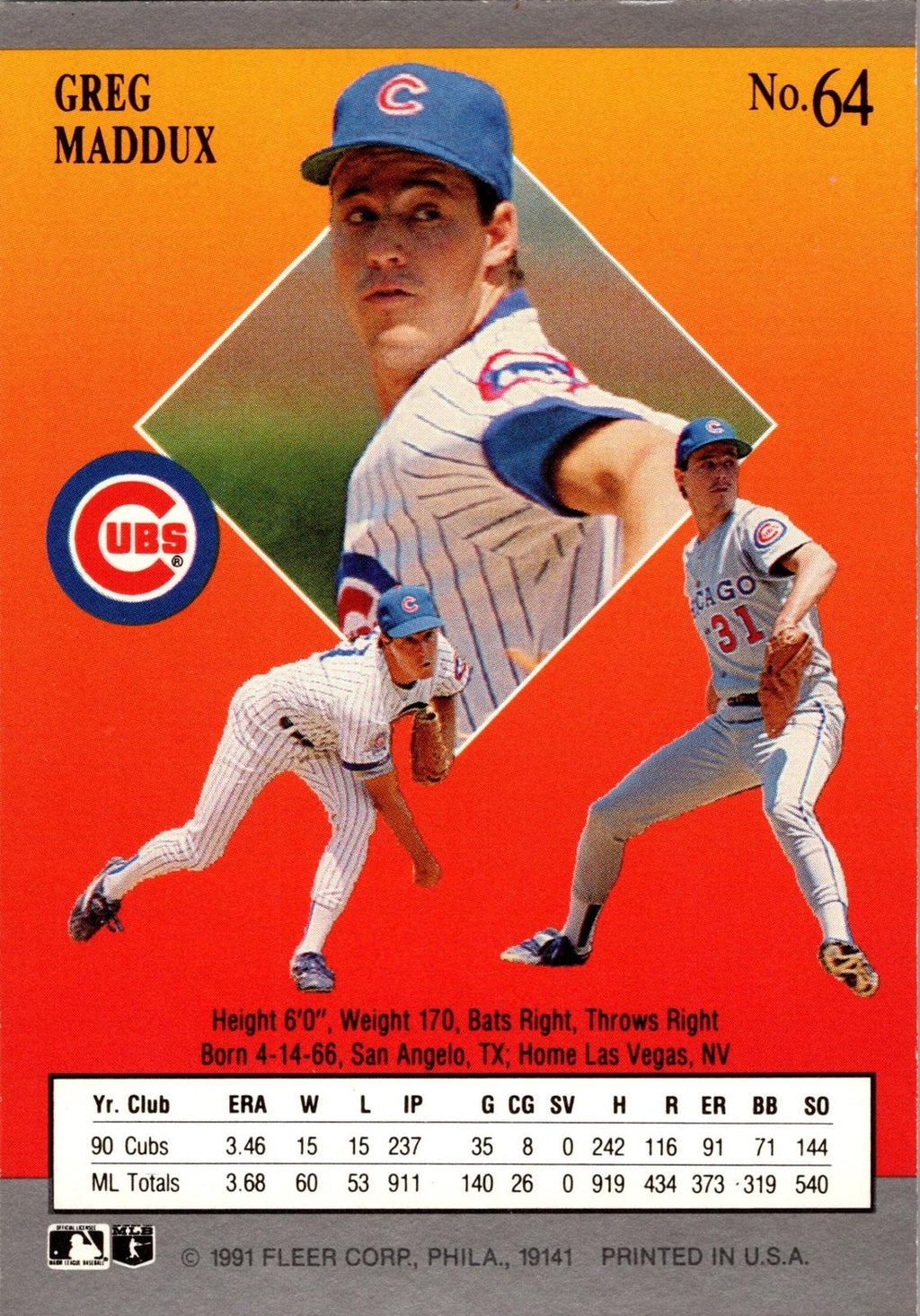 1991 Ultra #64 Greg Maddux