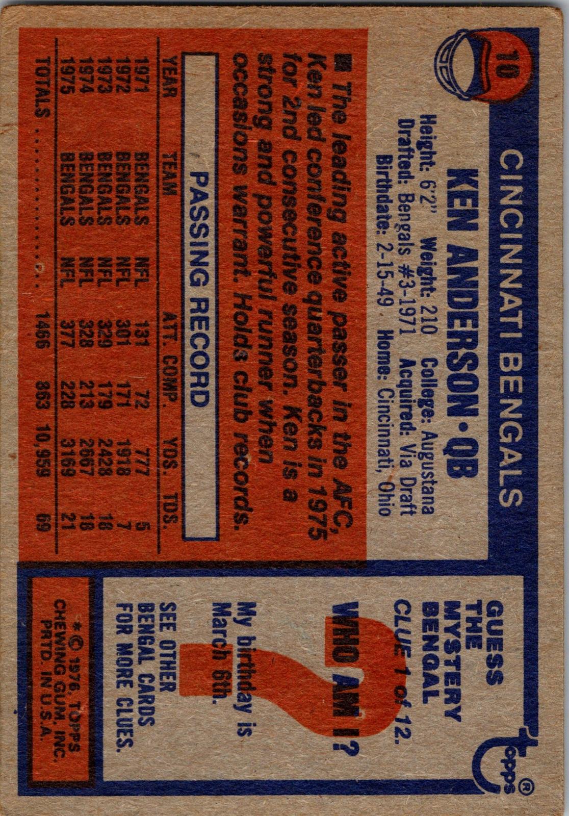 1976 Topps #10 Ken Anderson