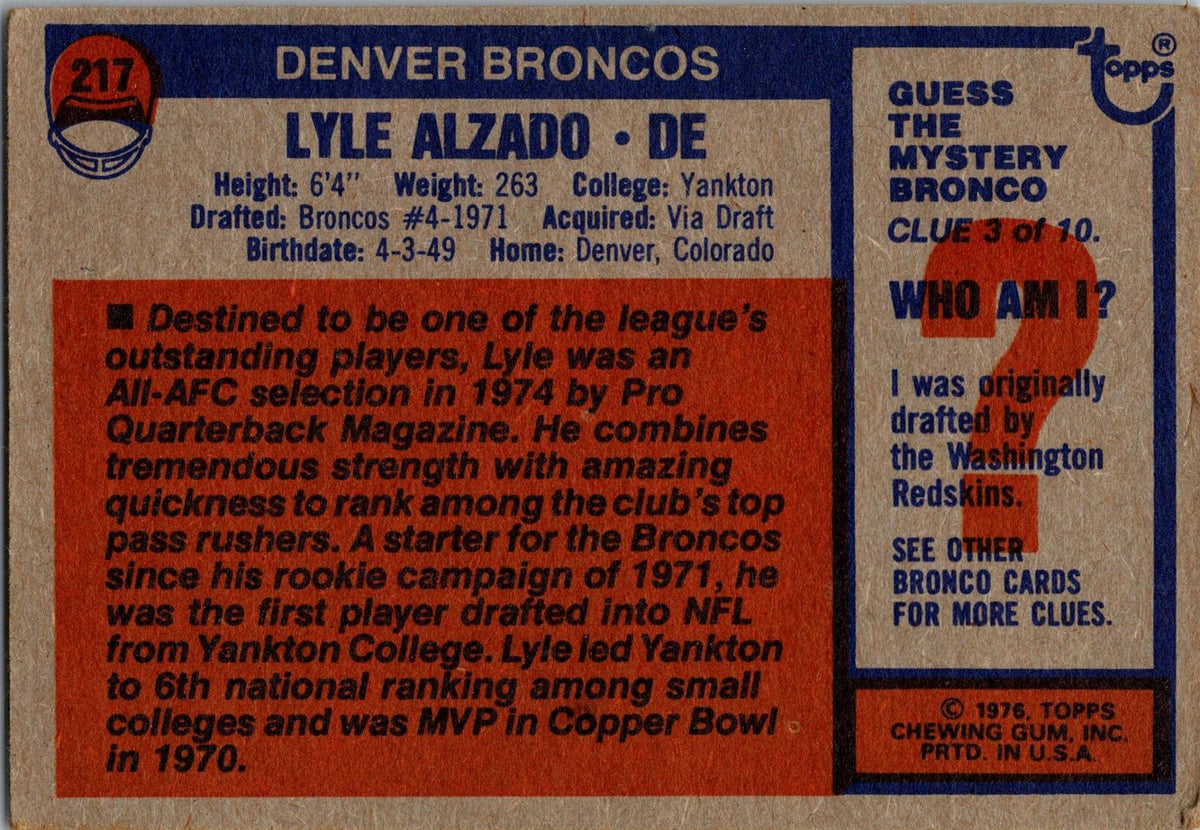 1976 Topps #217 Lyle Alzado