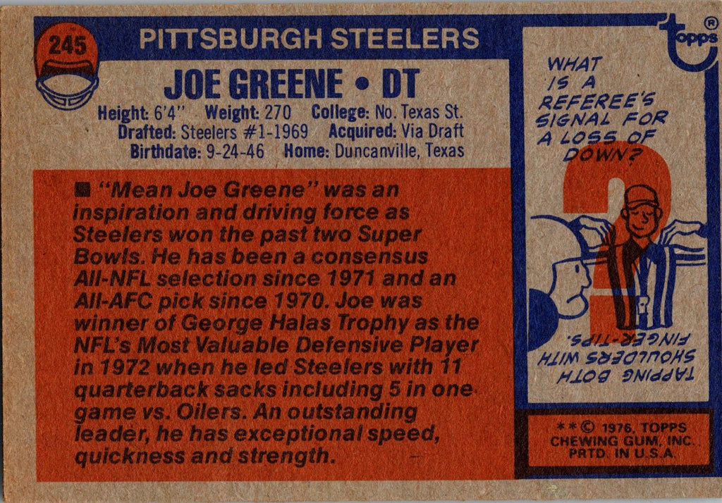 1976 Topps #245 Joe Greene