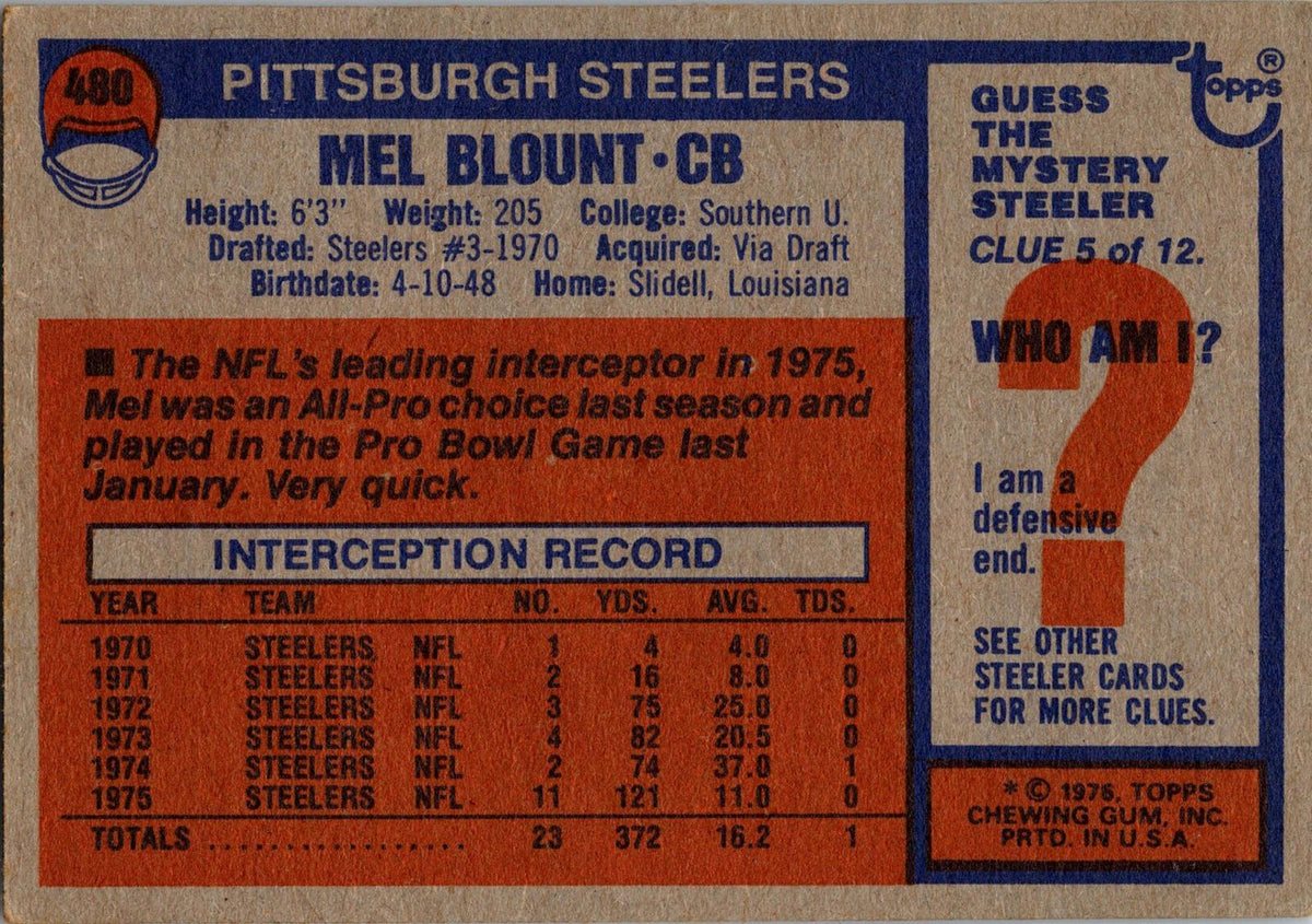 1976 Topps #480 Mel Blount