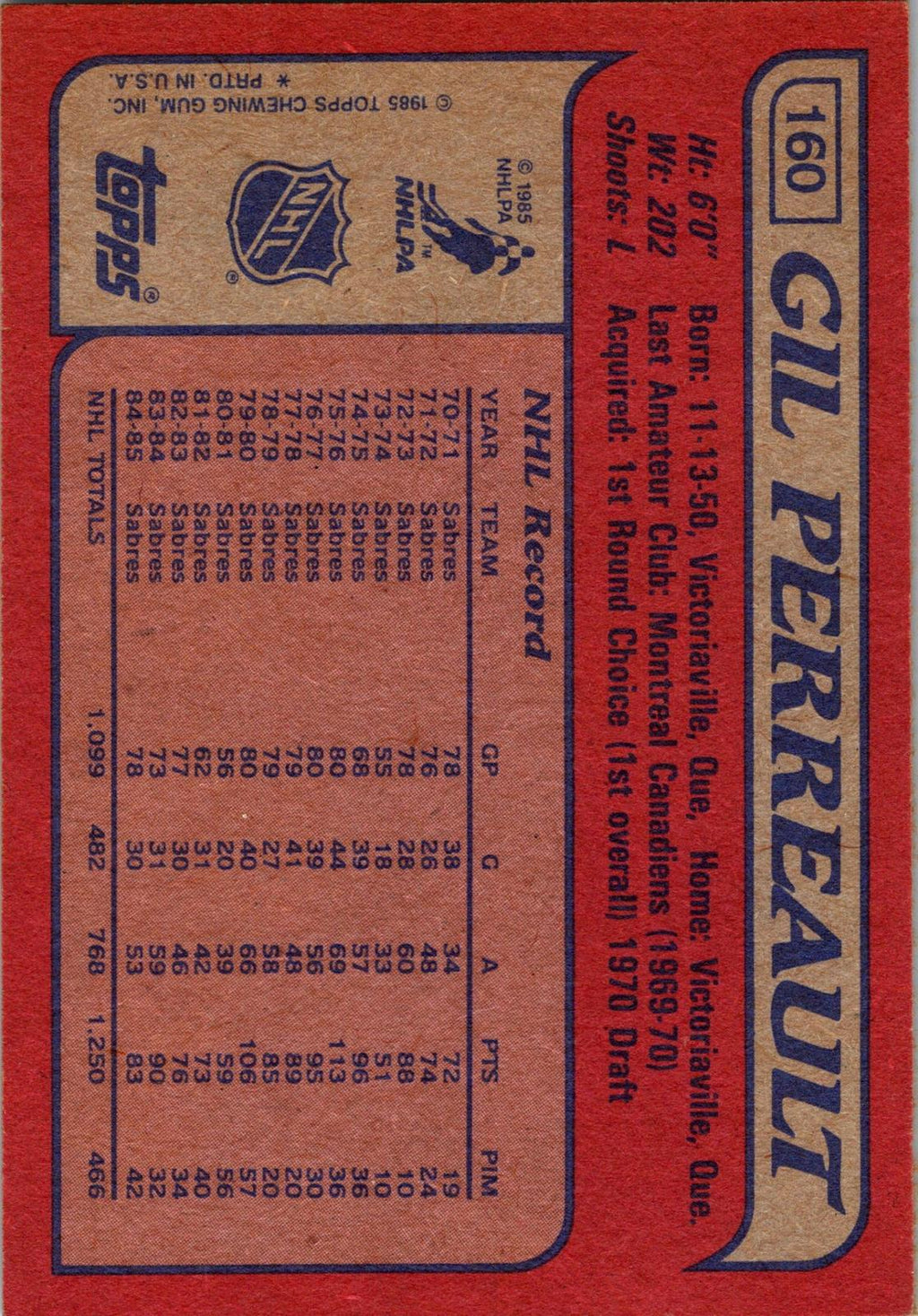 1985-86 Topps #160 Gilbert Perreault
