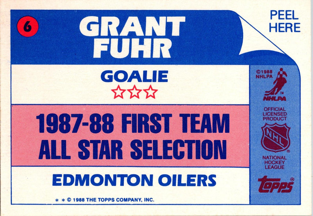1988-89 Topps #6 Grant Fuhr Stickers