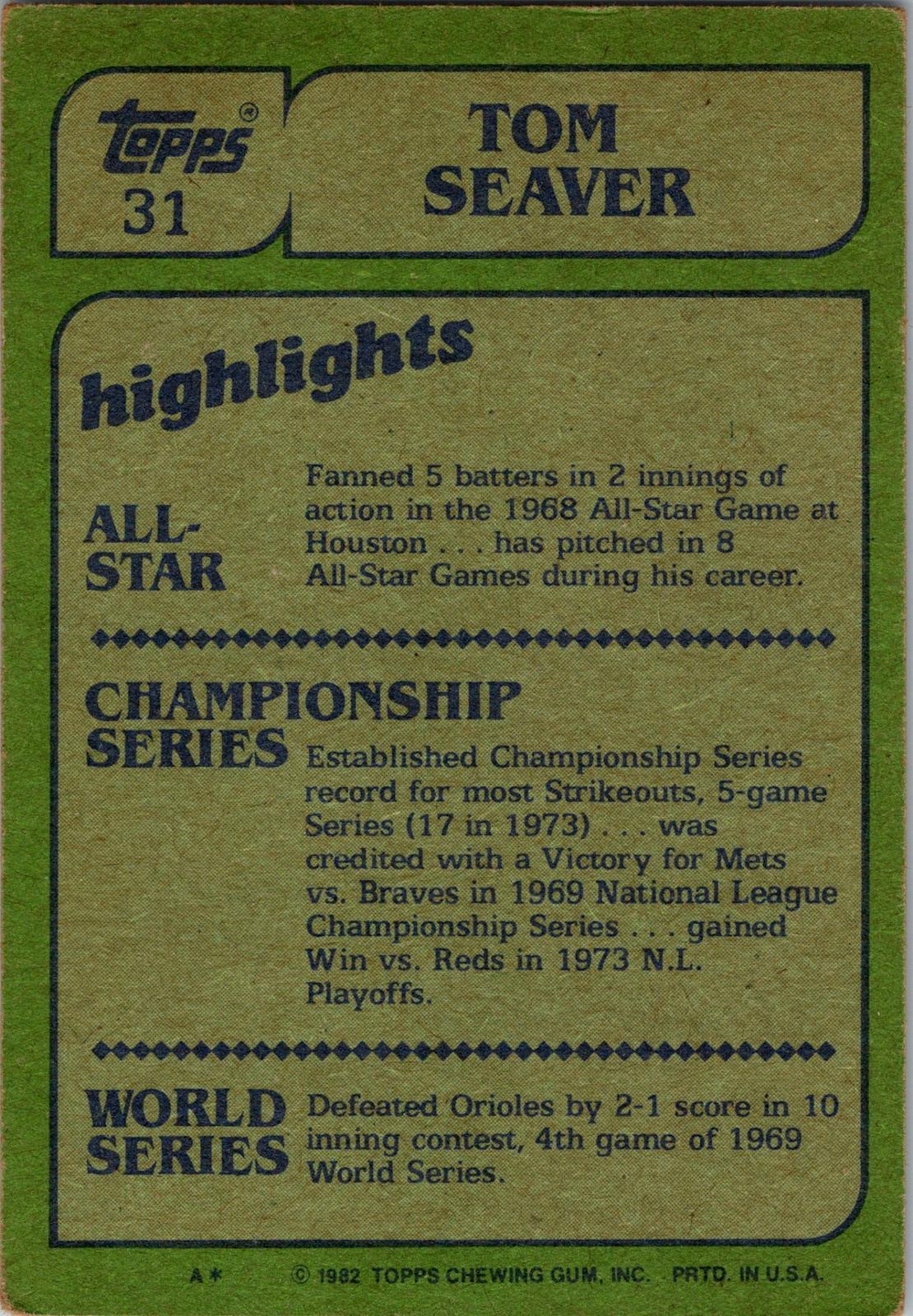 1982 Topps #31 Tom Seaver