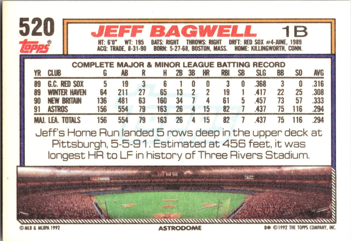 1992 Topps #520 Jeff Bagwell