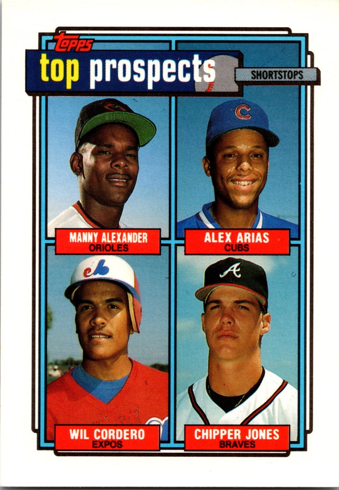 1992 Topps #551 1992 Top Prospects SS (Alexander / Arias / Cordero / Jones)