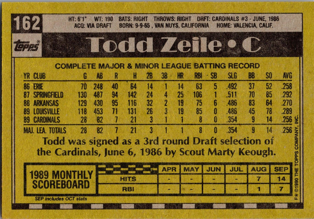 1990 Topps #162 Todd Zeile
