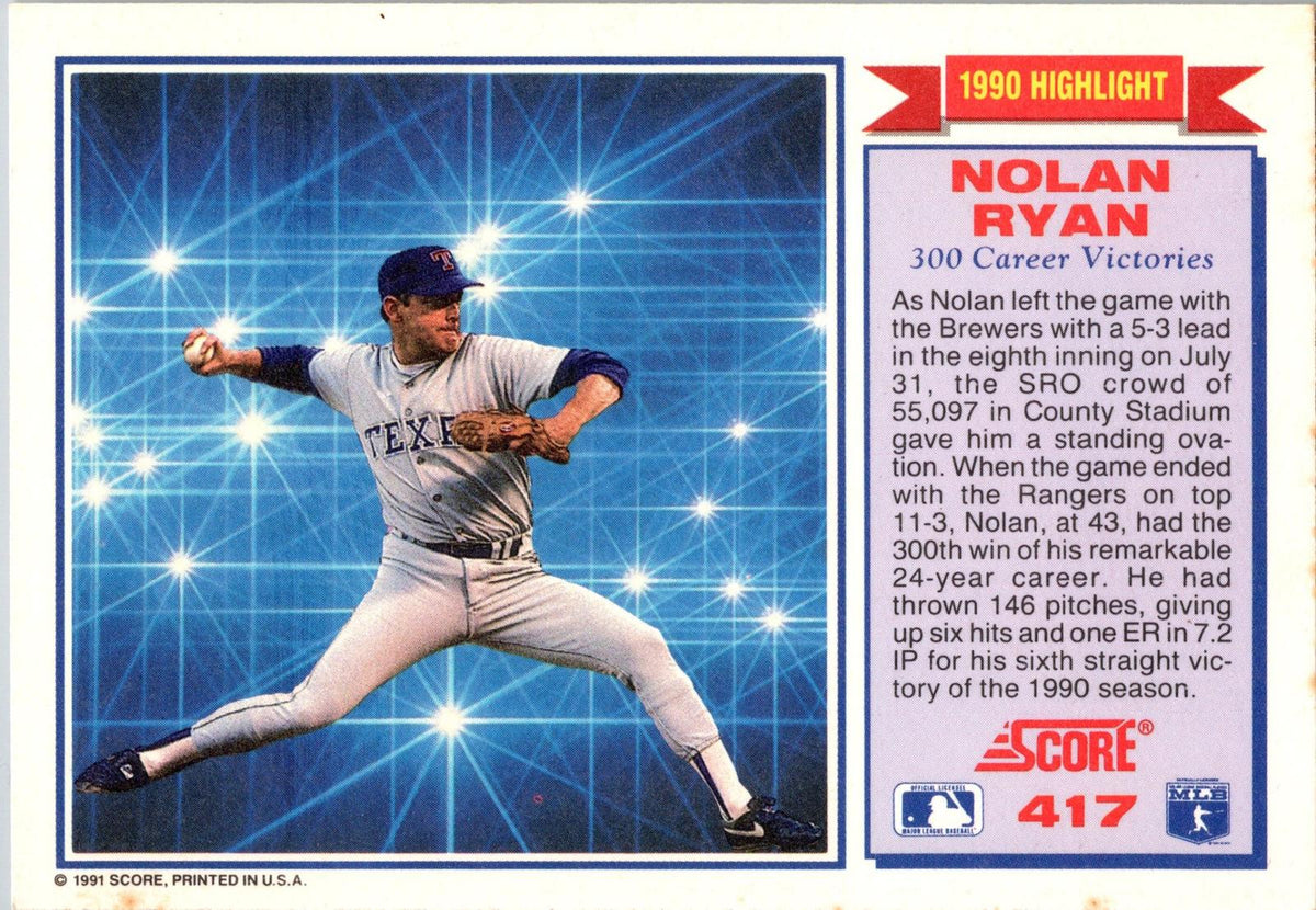1991 Score #417 Nolan Ryan