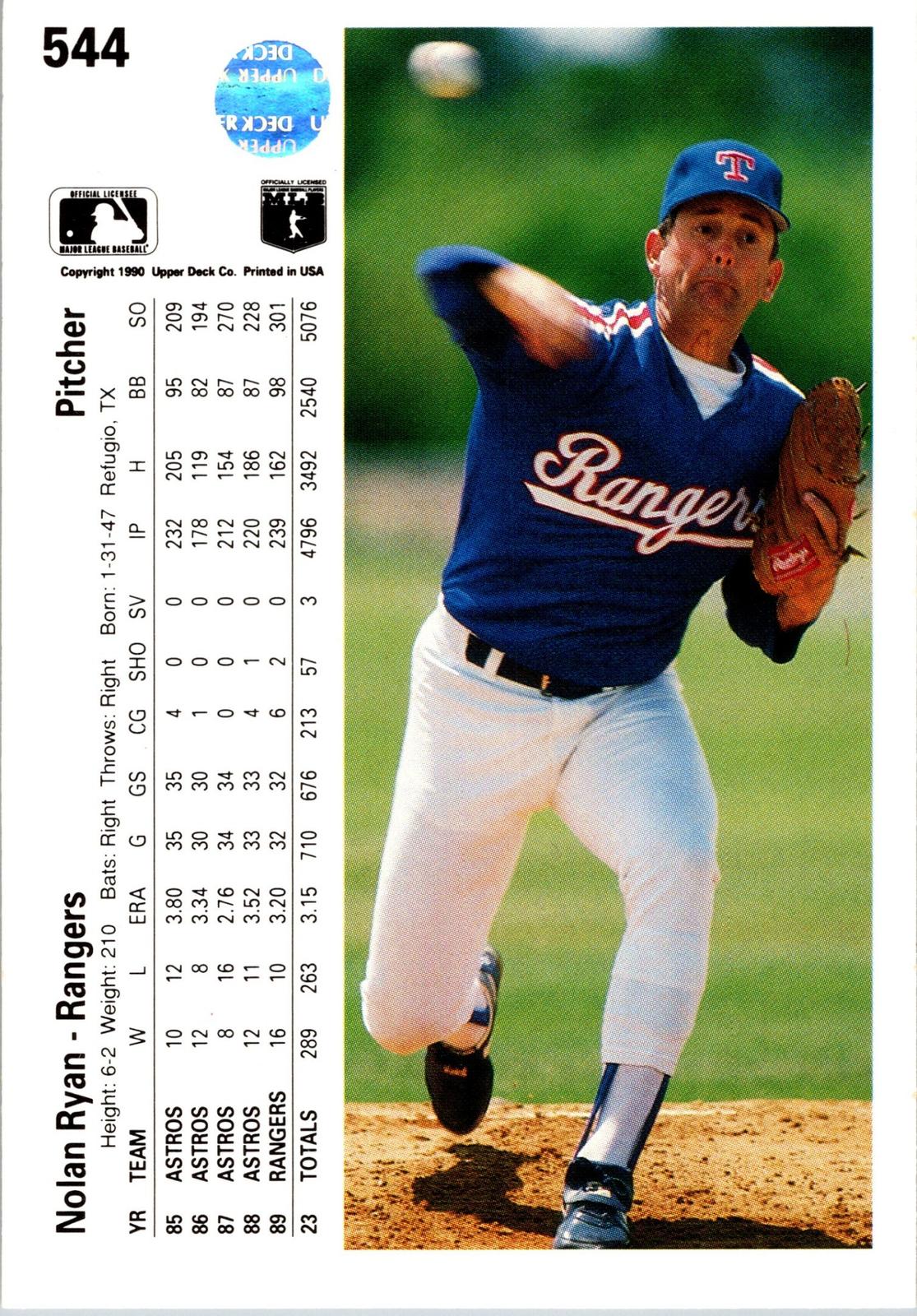 1990 Upper Deck #544 Nolan Ryan