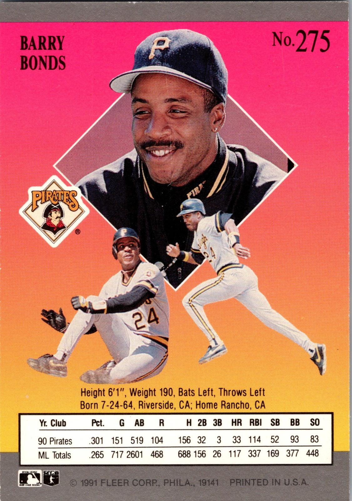 1991 Ultra #275 Barry Bonds