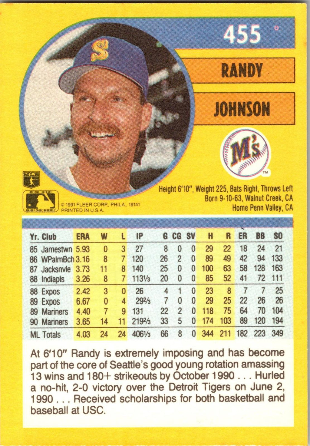 1991 Fleer #455 Randy Johnson